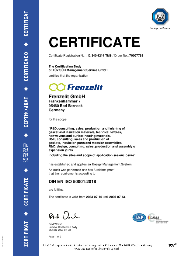 Certificate ISO 50001 Energy management